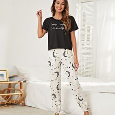 Принт космос милый Пижама Shein