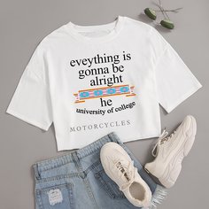 Лозунг Повседневный Футболки Shein