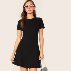 Расклешенное Платье С Коротким Рукавом Shein