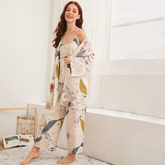 Пижама с оригинальным принтом и халат 3 пакет Shein