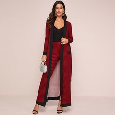 Брюки и пальто с узором "хаундстут" и поясом Shein