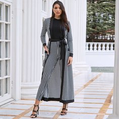 Хаундстут брюки и пальто с контрастной отделкой и поясом Shein