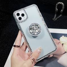 1шт чехол для iPhone со стразами и 1шт кронштейном подушки безопасности со стразами Shein