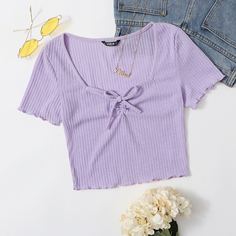 Трикотажный топ с оригинальной отделкой Shein