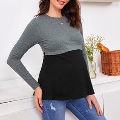 Двухцветный топ для беременных Shein