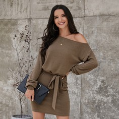 Вязаное платье с поясом Shein