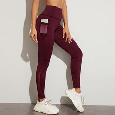 Спортивные леггинсы с карманом и сетчатой вставкой Shein