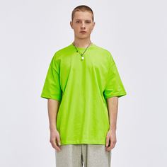 Мужская флуоресцентная зеленая однотонная футболка с открытыми плечами Shein