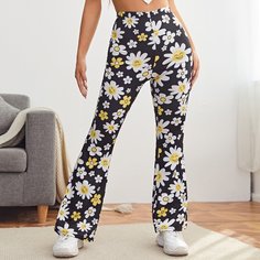 Цветочный Повседневный Брюки Shein