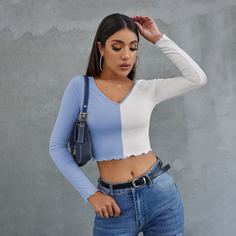 Контрастная короткая футболка Shein