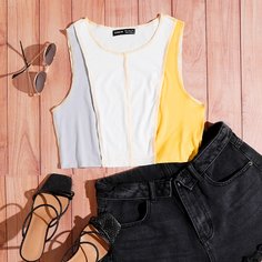 Контрастный жилет сверху Shein