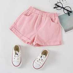 Джинсовые шорты с карманом для девочек Shein