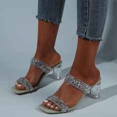переплетенные ремешки со стразами Одноцветный Очаровательный Сандалии/босоножки Shein