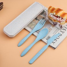 3шт пластиковый набор столовых приборов и 1шт коробка для хранения Shein