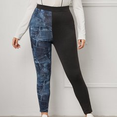 Двухцветные леггинсы размера плюс Shein