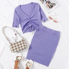 Трикотажный топ и юбка Shein
