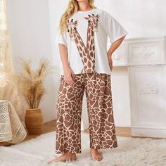Пижама размера плюс с принтом жирафа Shein
