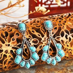 Серьги-подвески с бирюзой в богемском стиле Shein