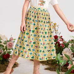 Плиссированная юбка с эластичной талией для девочек Shein