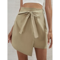 Однотонная юбка с поясом Shein