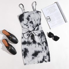 трикотажный тай дай Повседневный Платье Shein