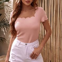 Футболка с квадратным воротником Shein