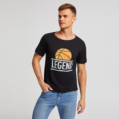 Мужская футболка с короткими рукавами и монограммой Shein