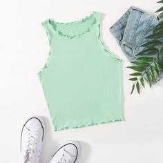 Трикотажный топ без рукавов в рубчик Shein