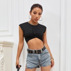 Короткий жилет с закрученным низом Shein