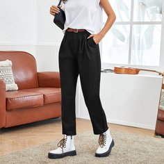 Майка с подплечниками и брюки с поясом Shein