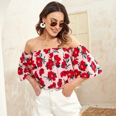 Цветочный Бохо Блузы Shein