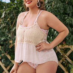 Контрастная накидка крючком размера плюс Shein