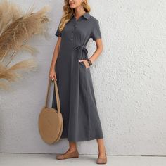 Платье-рубашка с узлом Shein