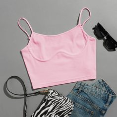 Трикотажный однотонный топ на подтяжках Shein