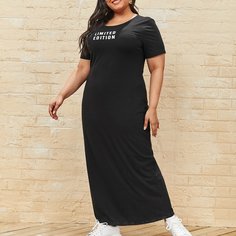 буква Повседневный Платья размер плюс Shein