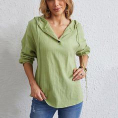 Блузка на кулиске с капюшоном Shein