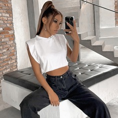 Короткий жилет с подплечниками Shein