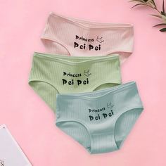 3шт трусики с принтом короны для девочек Shein