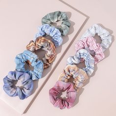 10шт резинка для волос в клетку для девочек Shein
