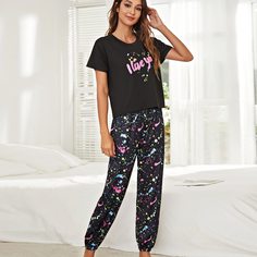 Лозунг милый Пижама Shein