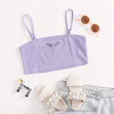 Топ на подтяжках с графическим принтом для девочек Shein