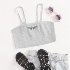 Топ на подтяжках с графическим принтом для девочек Shein