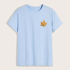 Мужская футболка с коротким рукавом с кленовым листом Shein