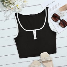 Жилет с большим круглым вырезом Shein