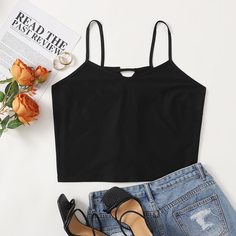 Кружевной однотонный топ оверсайз Shein