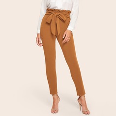 Однотонные Брюки С Завязками Shein