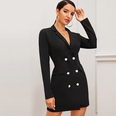 Элегантное Двубортное Платье Блейзер Shein