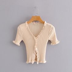 Вязаный кардиган в рубчик с v-образным вырезом и складкой Shein