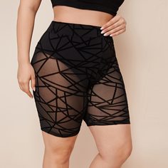 Сетчатые байкерские шорты размера плюс без трусиков Shein