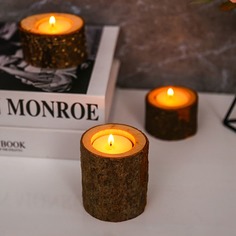 3шт деревянный подсвечник Shein